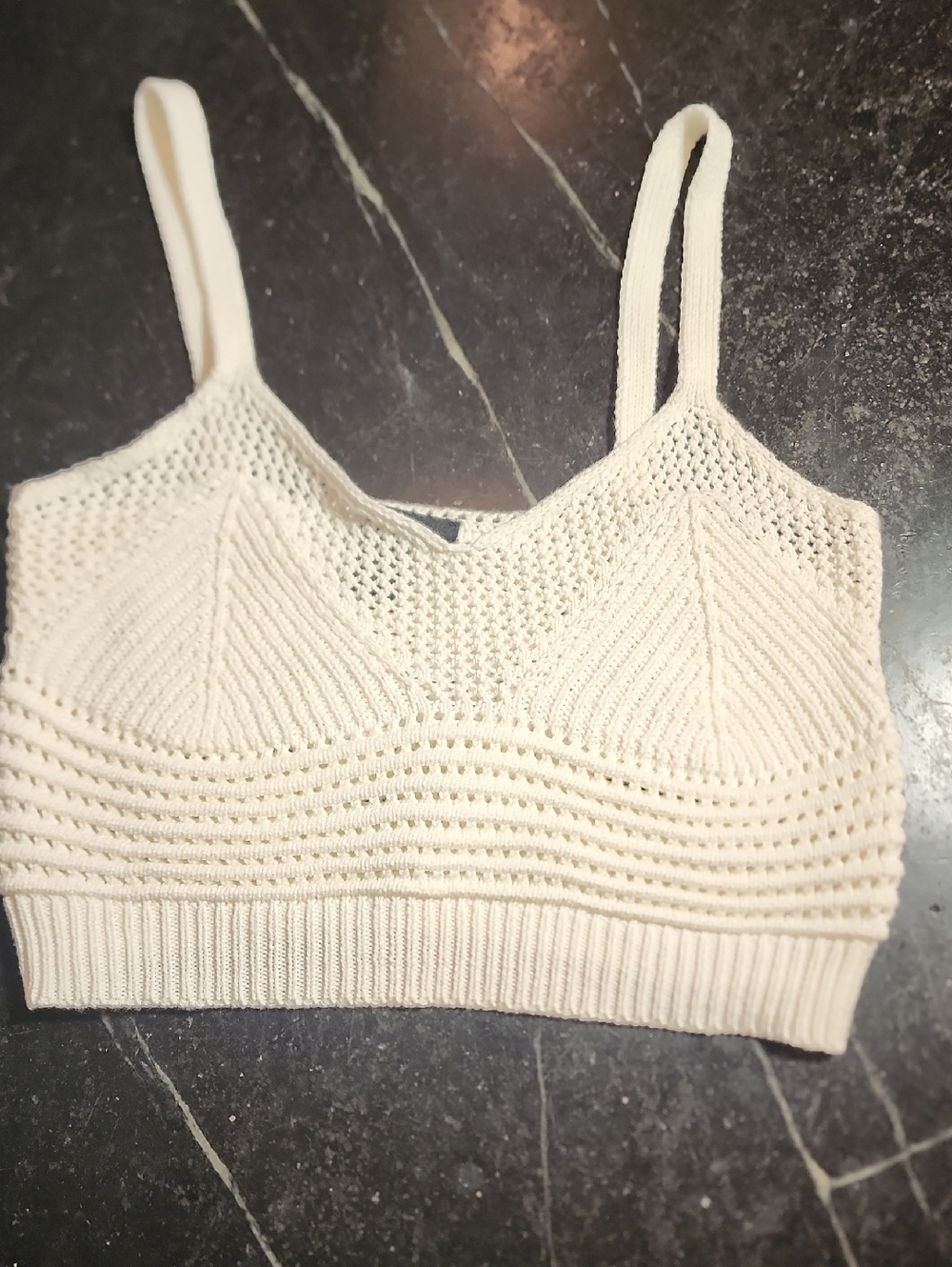 Forever 21 White Knit Crochette Bralette With Straps Sz Small EUC